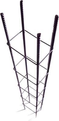 A square prefabricated rebar cage on white background.