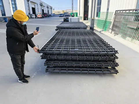 Inspector measuring length.